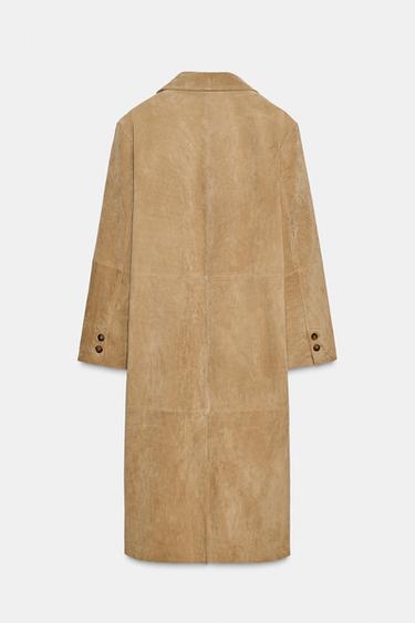 SUEDE LEATHER COAT ZW COLLECTION LIMITED EDITION - Beige by Zara - Image 3