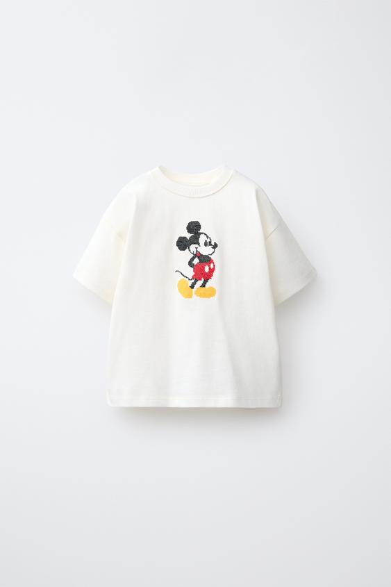 MICKEY MOUSE © DISNEY CROSS STITCH EMBROIDERED T-SHIRT - Oyster-white de Zara - Imagen 0