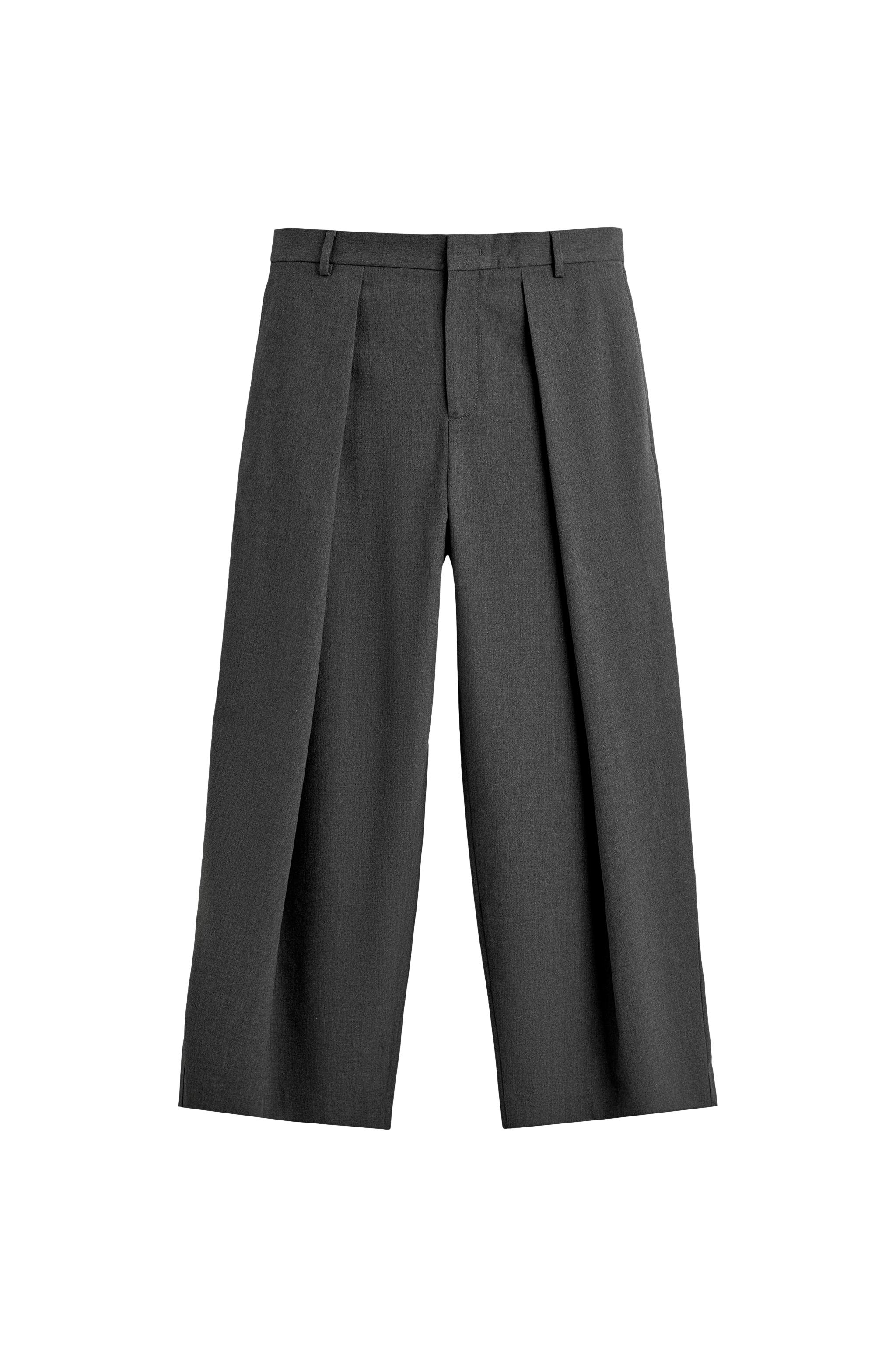 RELAXED FIT PLEATED TROUSERS - Black | ZARA Turkey
