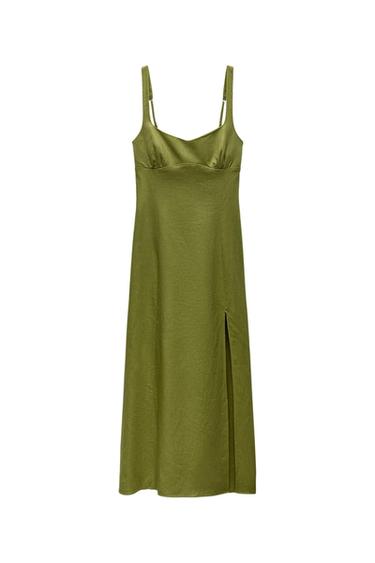 LINEN BLEND MIDI DRESS