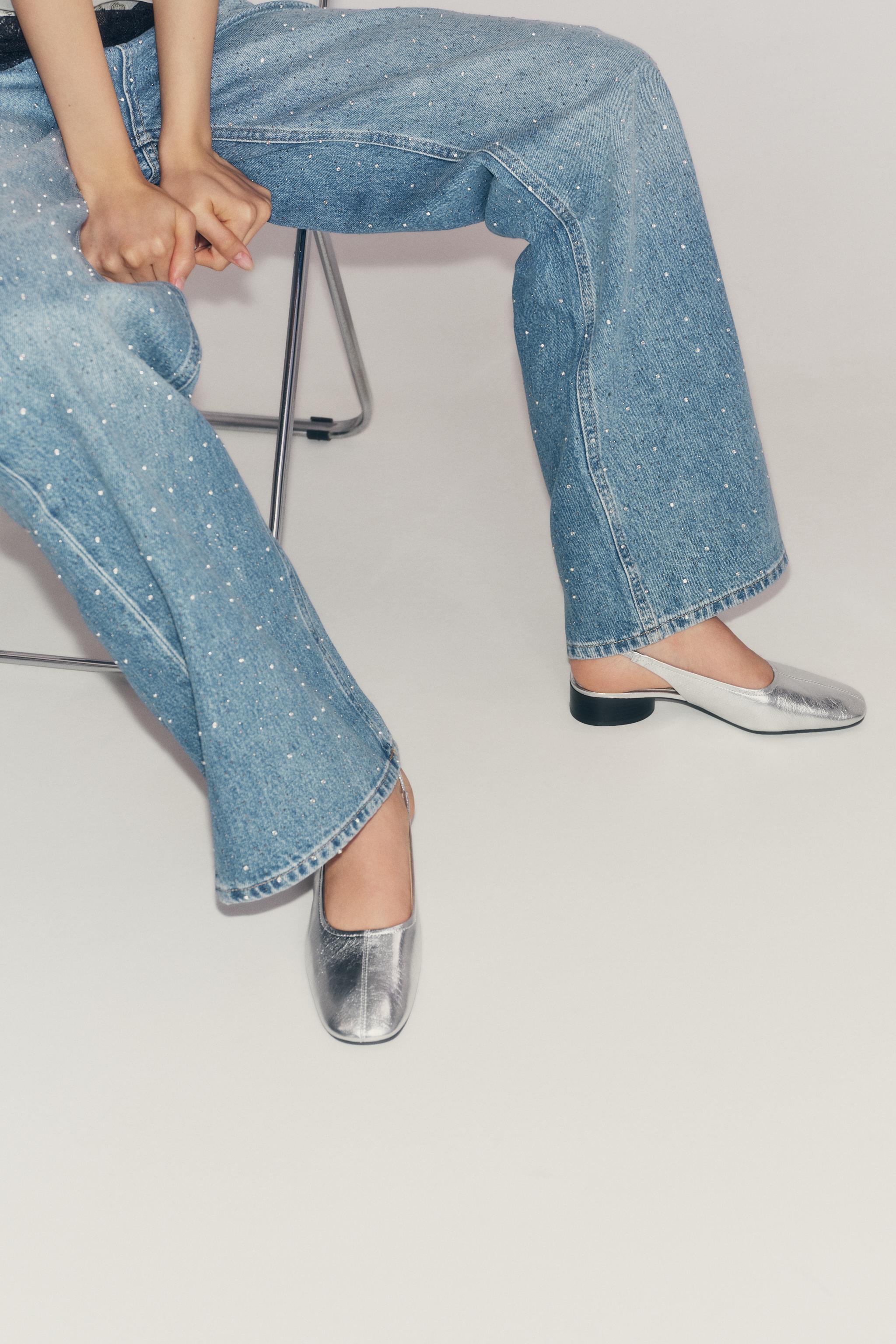 Обувь Zara METALLIC LEATHER SLINGBACKS — фото 2