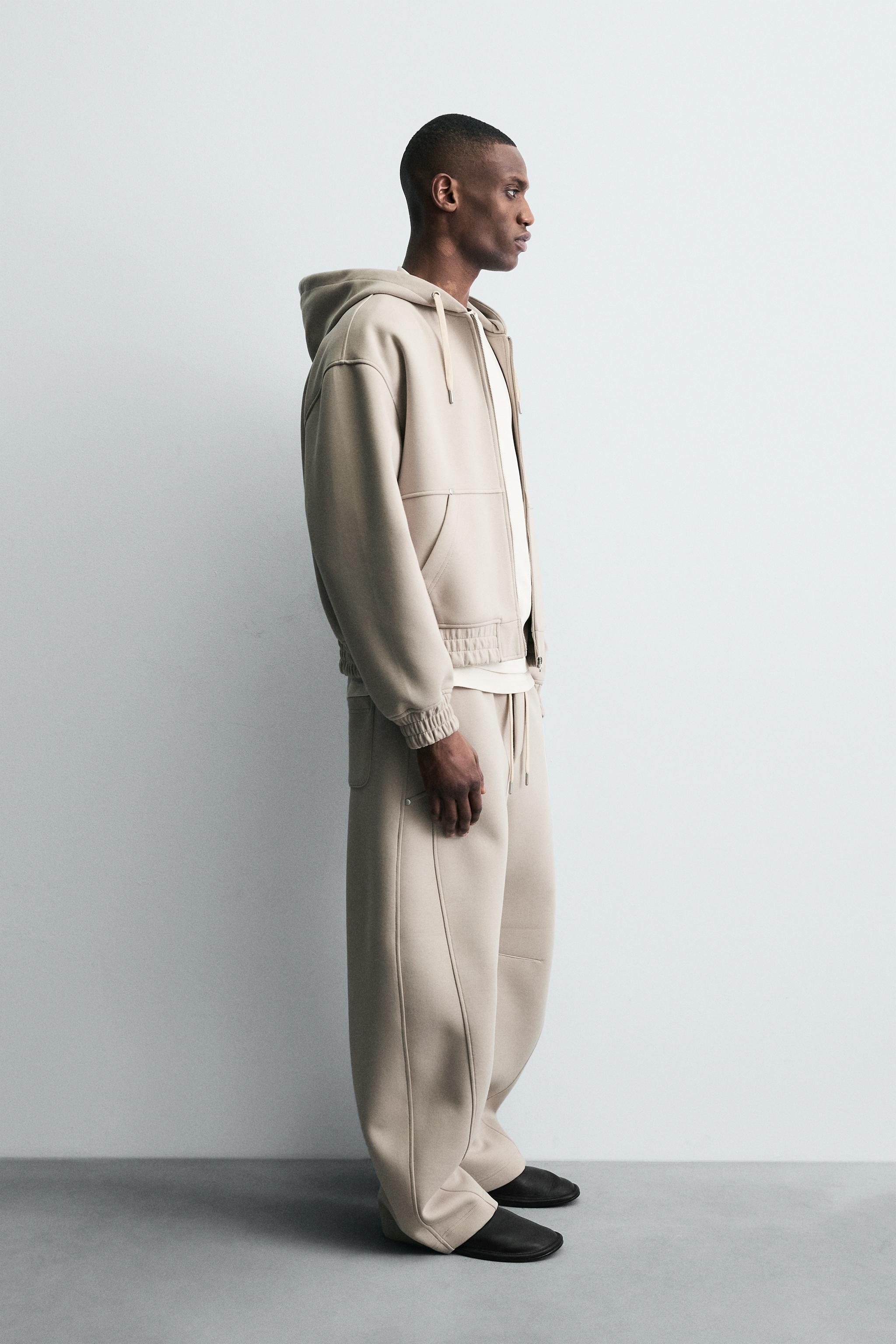 NEOPRENE EFFECT HOODIE SWEATSHIRT WITH ZIPPER