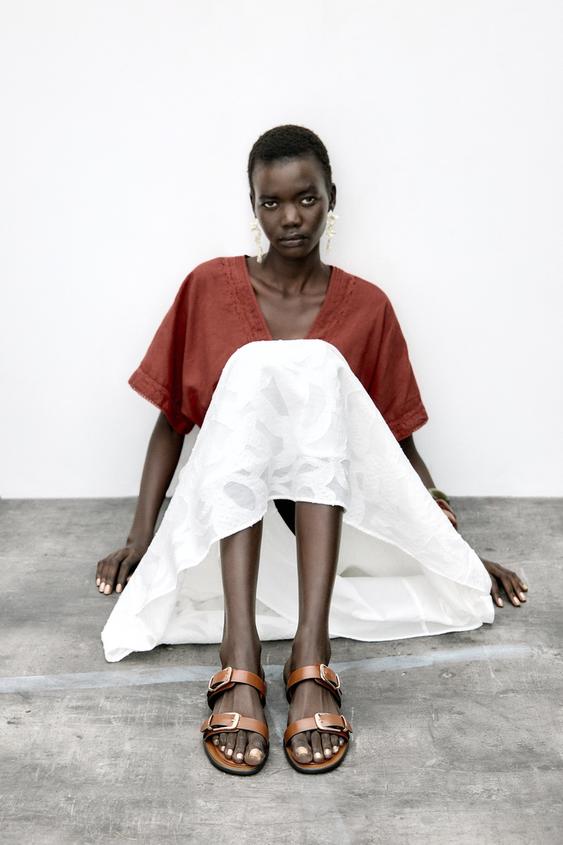 FLAT DOUBLE STRAP BUCKLE SANDALS