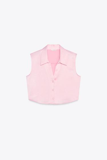 TOP CORTO SATINADO - Rosa de Zara