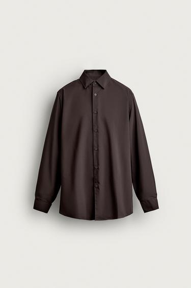 SLIM FIT SHIRT — Dark brown 1