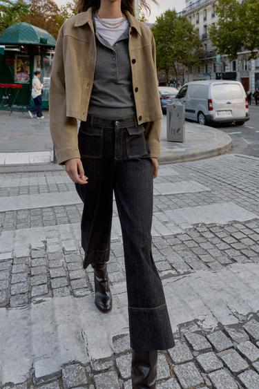 JEAN Z1975 CULOTTE TAILLE NORMALE POCHES À RABAT - Noir de Zara - Image 3