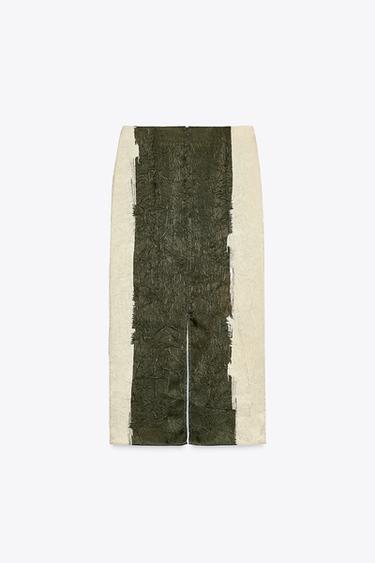 CREASED-EFFECT PRINT MIDI SKIRT - Green / Ecru by Zara - Image 6