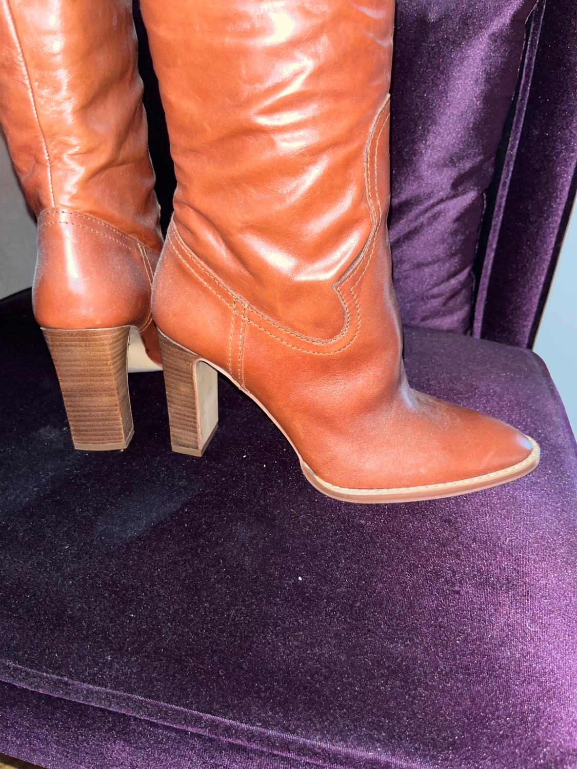 ZW COLLECTION LEATHER COGNAC BOOTS. - Image 3