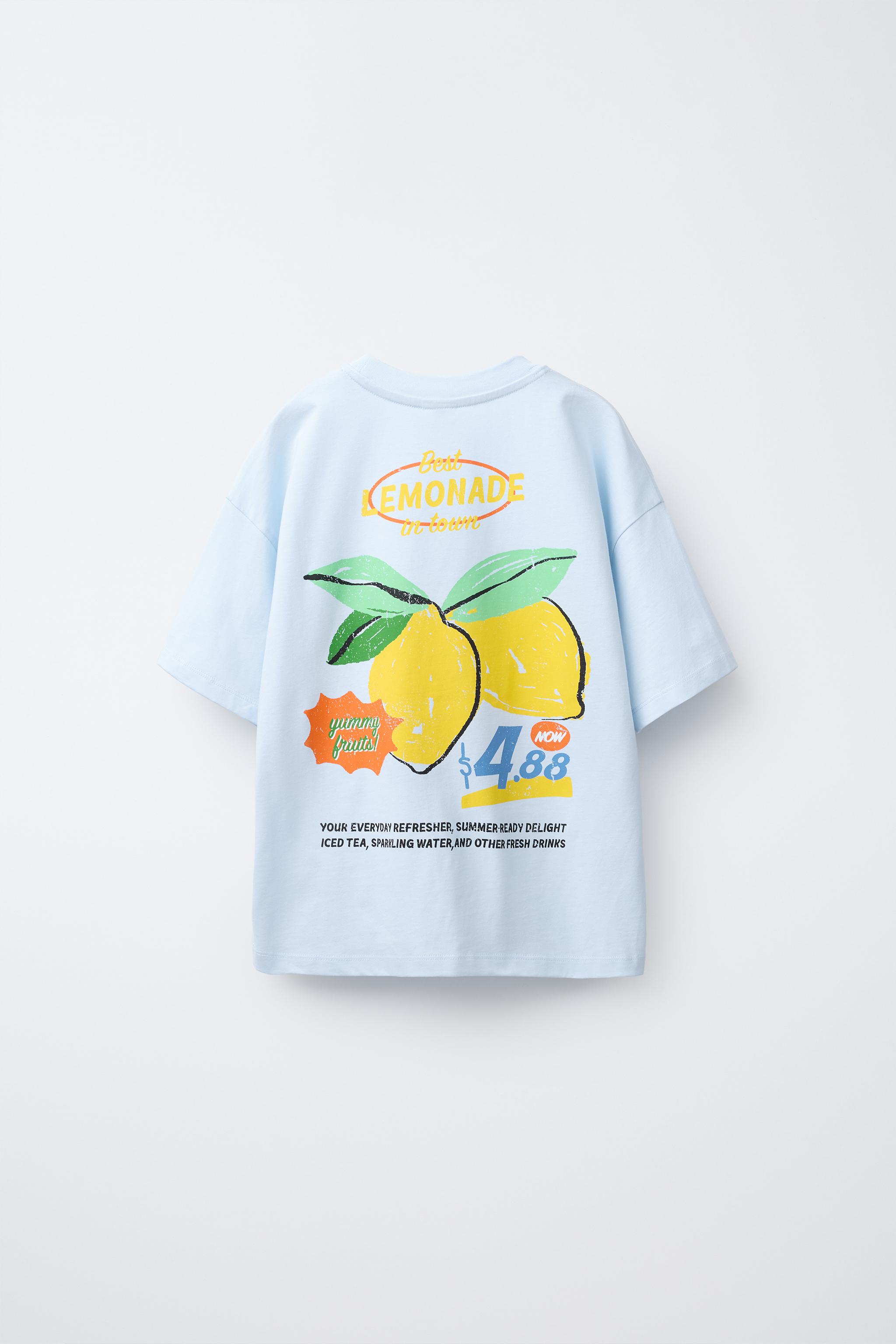 レモン柄プリントTシャツ - ブルー | ZARA Japan / 日本