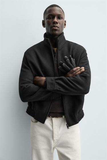 WOOL BLEND ZIP-UP JACKET - Black by Zara - Image 5