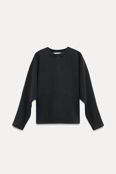 SWEAT AJUSTÉ MANCHES LONGUES - Charbon de Zara - Image 4
