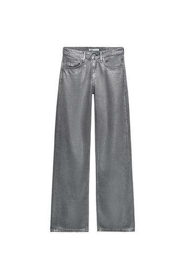 TRF WIDE-LEG MID-RISE METALLIC JEANS