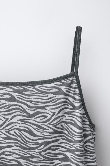TOP À IMPRIMÉ ZÈBRE - Gris chiné de Zara - Image 2