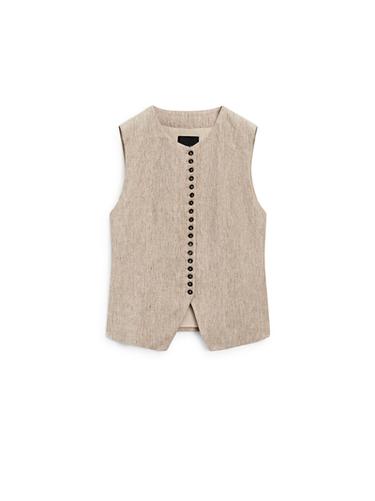 Zara Linen melange waistcoat with buttons - Beige