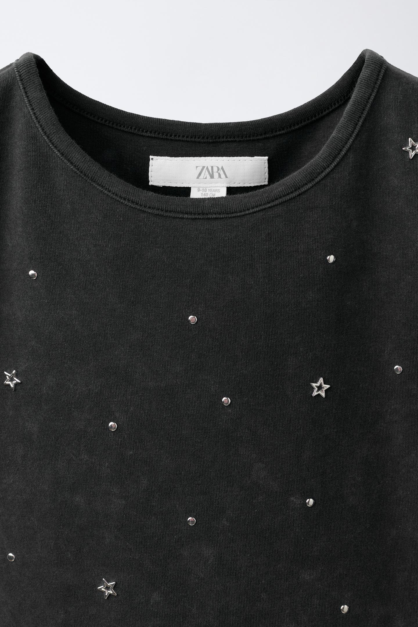 Детская футболка Zara Star Studded, цвет: Антрацитовый серый — фото 3