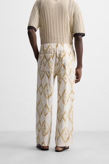PANTALON RELAXED FIT À IMPRIMÉ GÉOMÉTRIQUE - Multicolore de Zara - Image 2