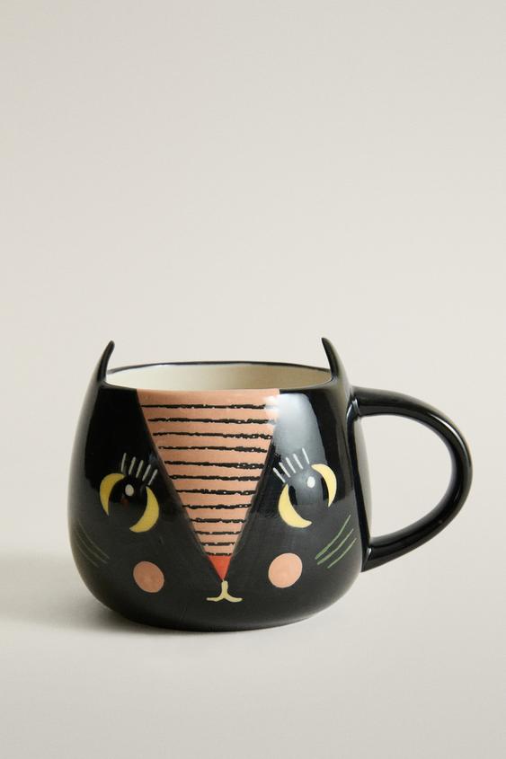 Zara HALLOWEEN CAT KIDS’ STONEWARE MUG - Multicolored - Image 0