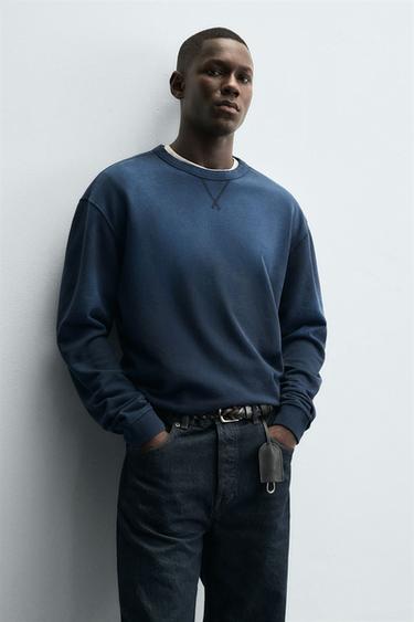 FADED CREW NECK SWEATSHIRT - Blue by Zara - Image 5