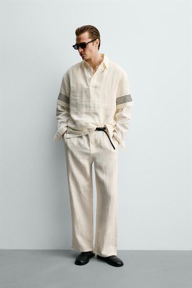 BLUZË POLO 100% LINO - Ngjyrë natyrale nga Zara