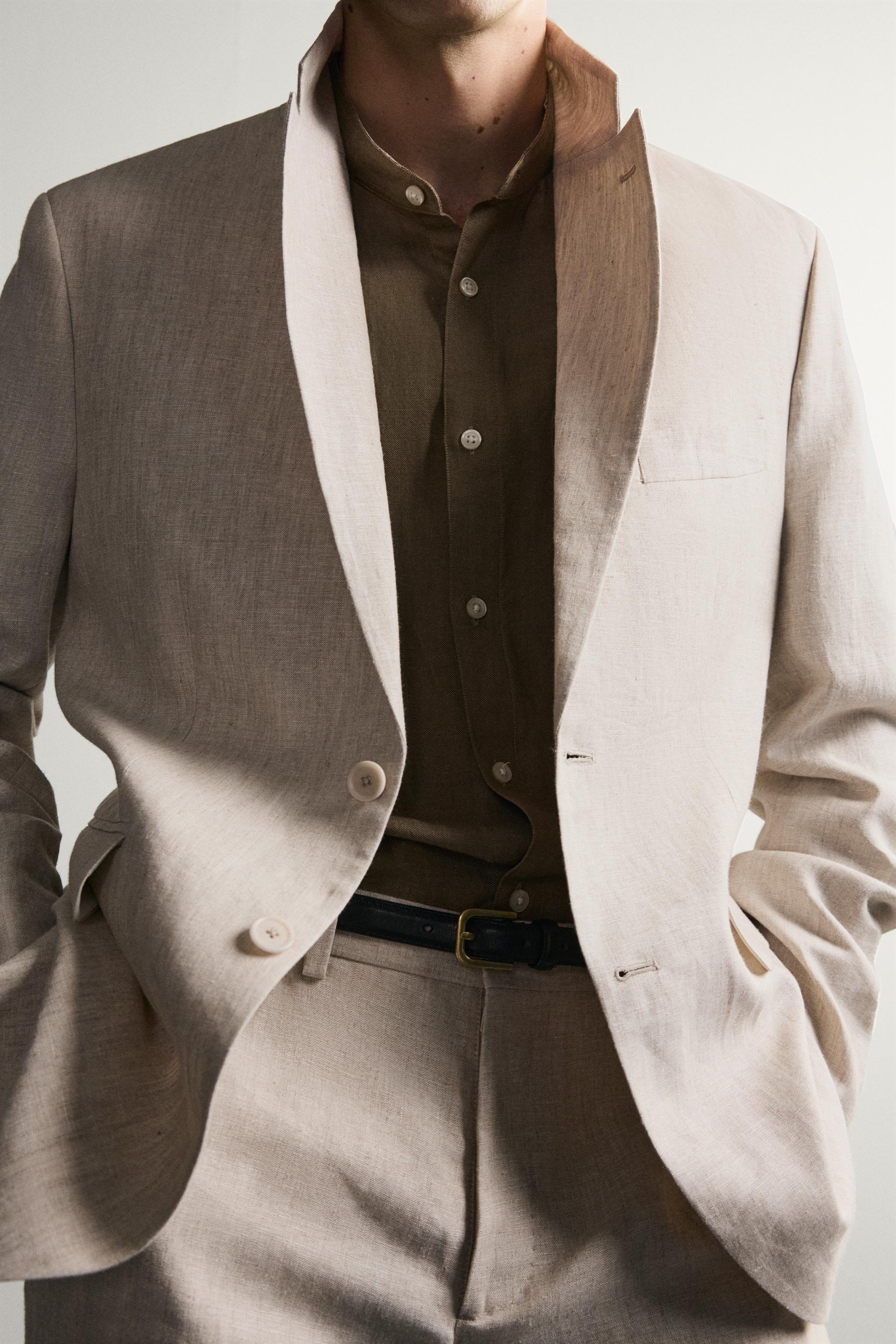 Мужские брюки Zara 100% LINEN SUIT PANTS — фото 5