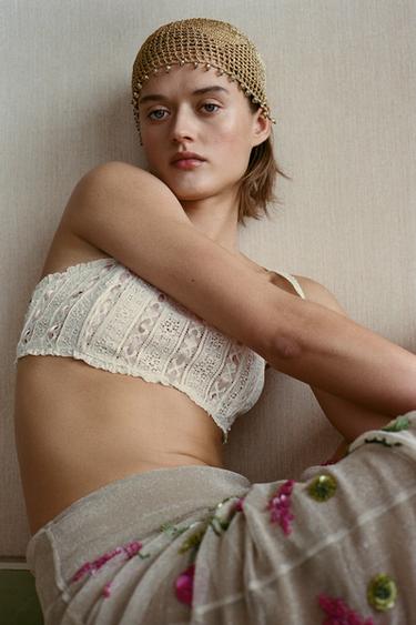 METALLIC THREAD BEADED HEADPIECE - Golden by Zara