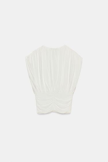 DRAPED KNIT TOP - White by Zara - Image 3