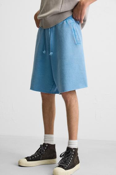WASHED RELAXED FIT JOGGER BERMUDA SHORTS - Faded blue by Zara - Image 4