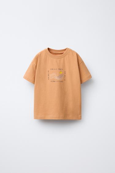 Zara EMBROIDERED T-SHIRT - Orange