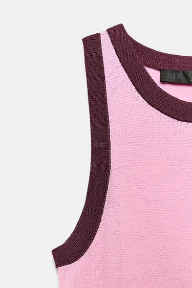 TOP EN MAILLE À ENCOLURE AMÉRICAINE - Rose moyen de Zara - Image 6