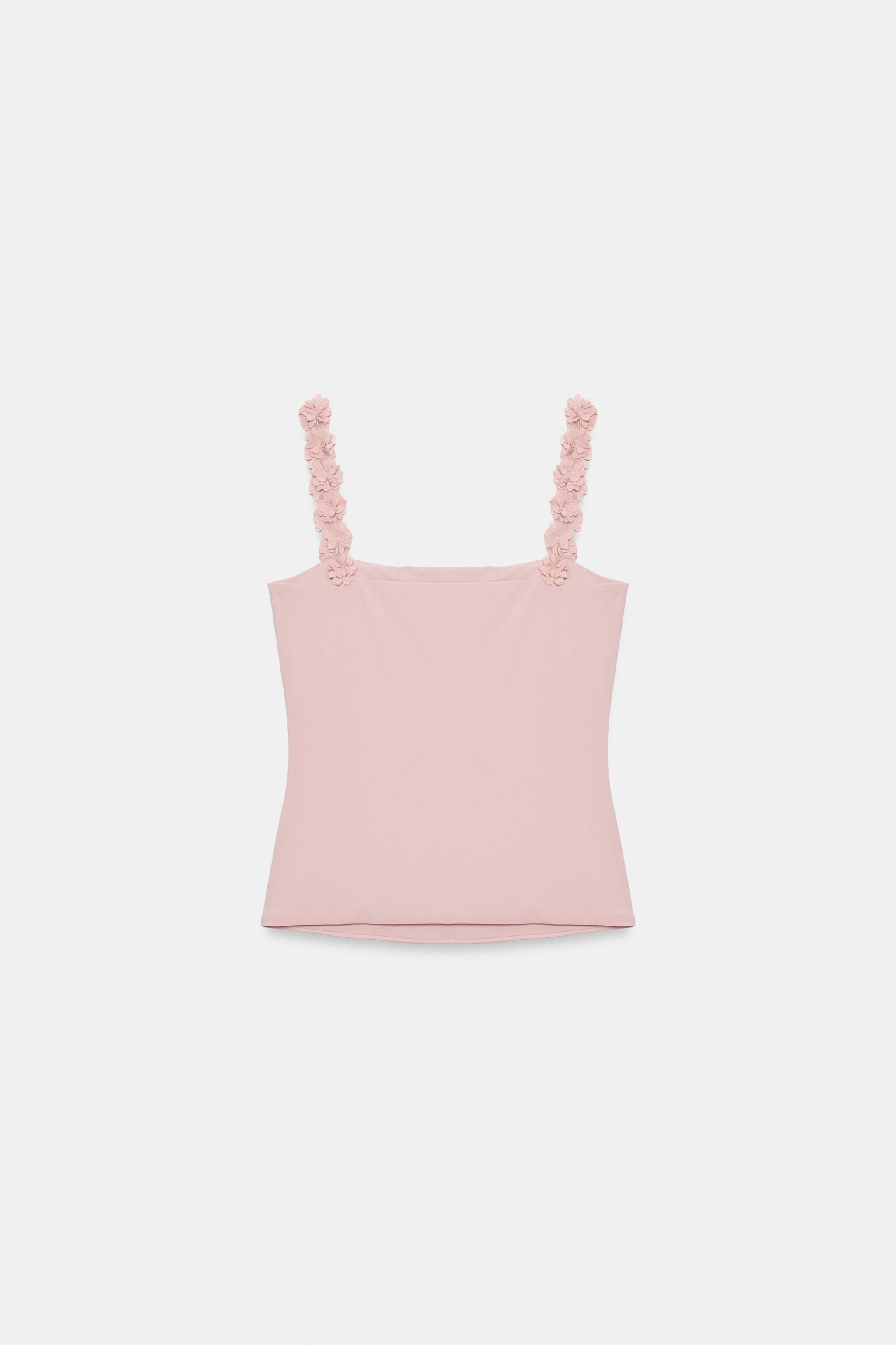 Женские топы Zara FLORAL STRAP TOP — фото 6