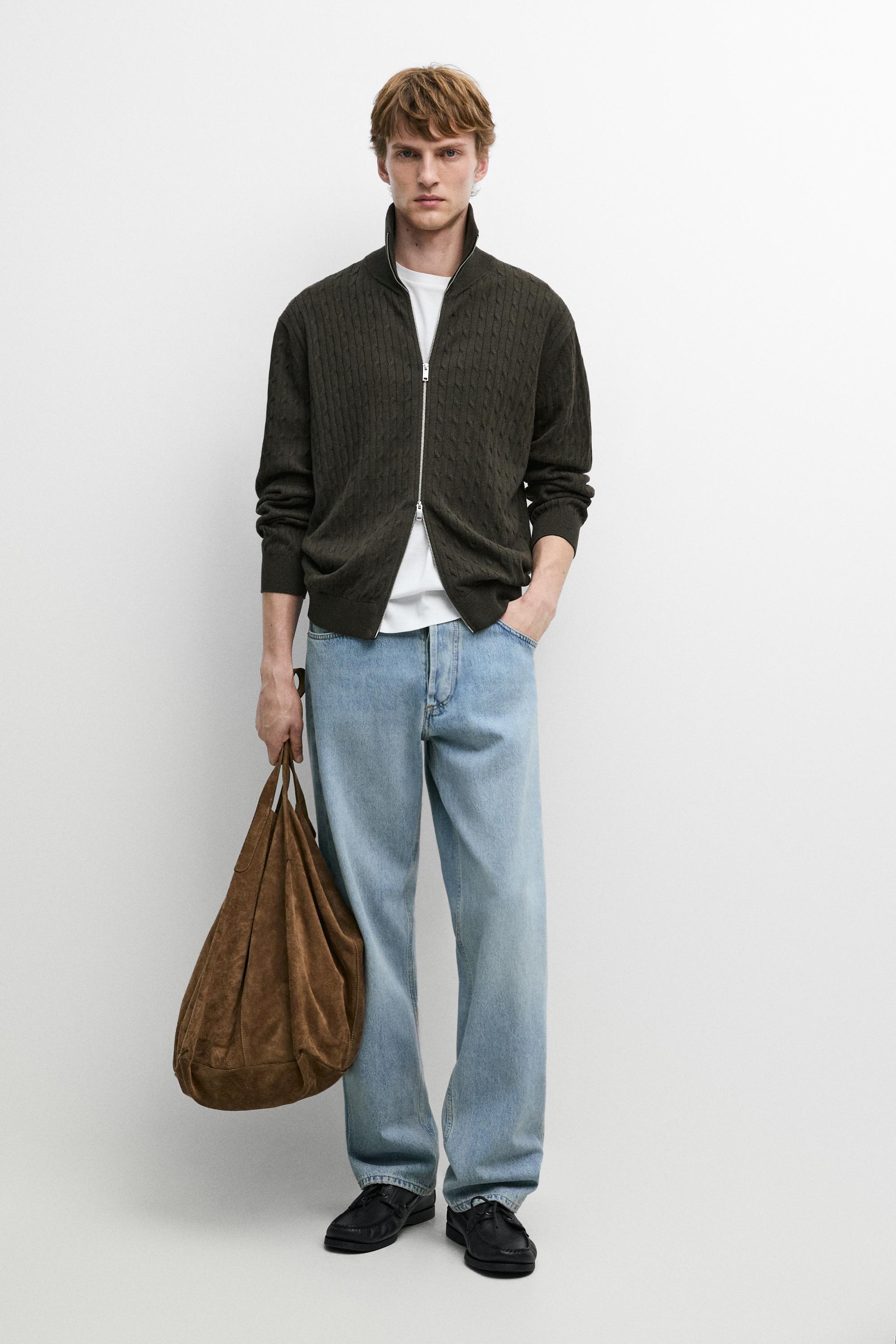 100% cotton braided knit cardigan