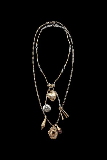 Zara 2-PACK OF CHARM AND BOX NECKLACES - Gold / Silver