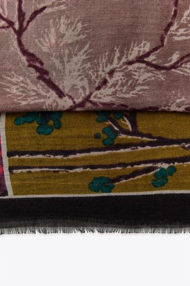 FLORAL PRINT SCARF - camel by Zara - Image 3