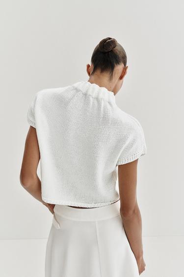 GATHERED NECK KNIT TOP - White by Zara - Image 5