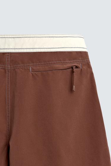 LONG SWIMMING TRUNKS WITH PUKAS SURF X ZARA BANDS - Brown by Zara - Image 9