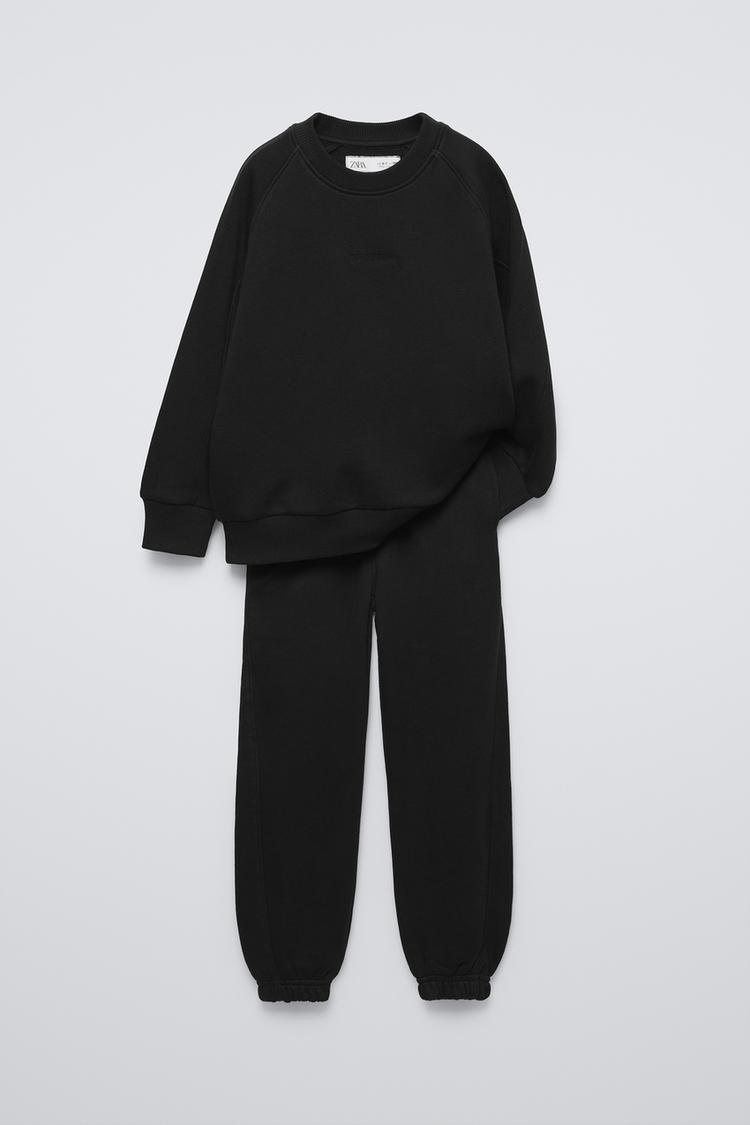 EMBROIDERED SWEATSHIRT AND JOGGER PANTS SET - Black | ZARA United 