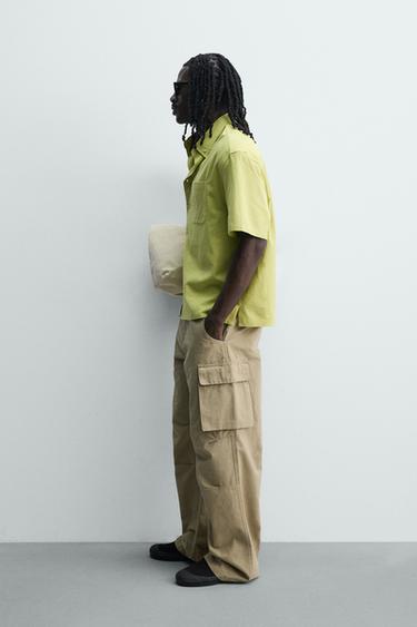 RELAXED FIT COTTON/VISCOSE SHIRT - Lime by Zara - Image 3