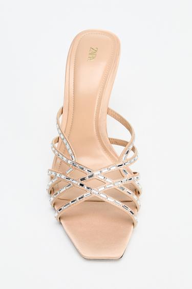 STRAPPY RHINESTONE SANDALS - Beige by Zara