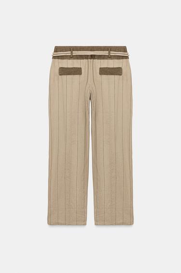 ZW COLLECTION COMBINED LINEN TROUSERS - Mid-camel by Zara - Image 5