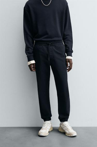 SLIM FIT JOGGER WAIST TROUSERS - Navy blue by Zara