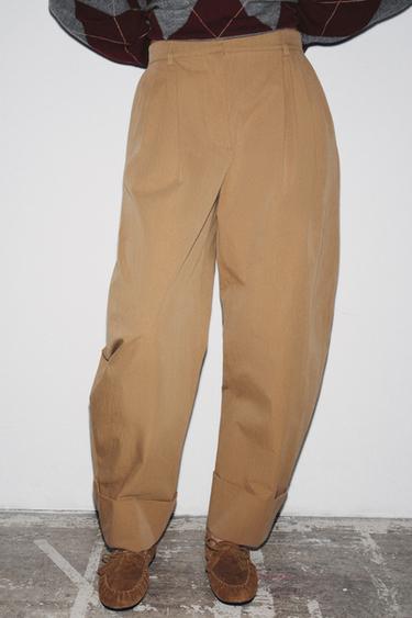 ZW COLLECTION DARTED CHINO TROUSERS - camel by Zara - Image 1