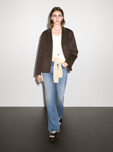 Americana cuello sastre mezlca lana - Chocolate de Zara - Imagen 0