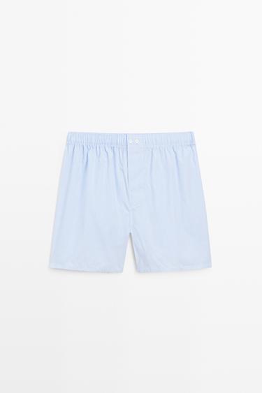 Zara 100% cotton micro-check boxers - Sky blue - Image 0