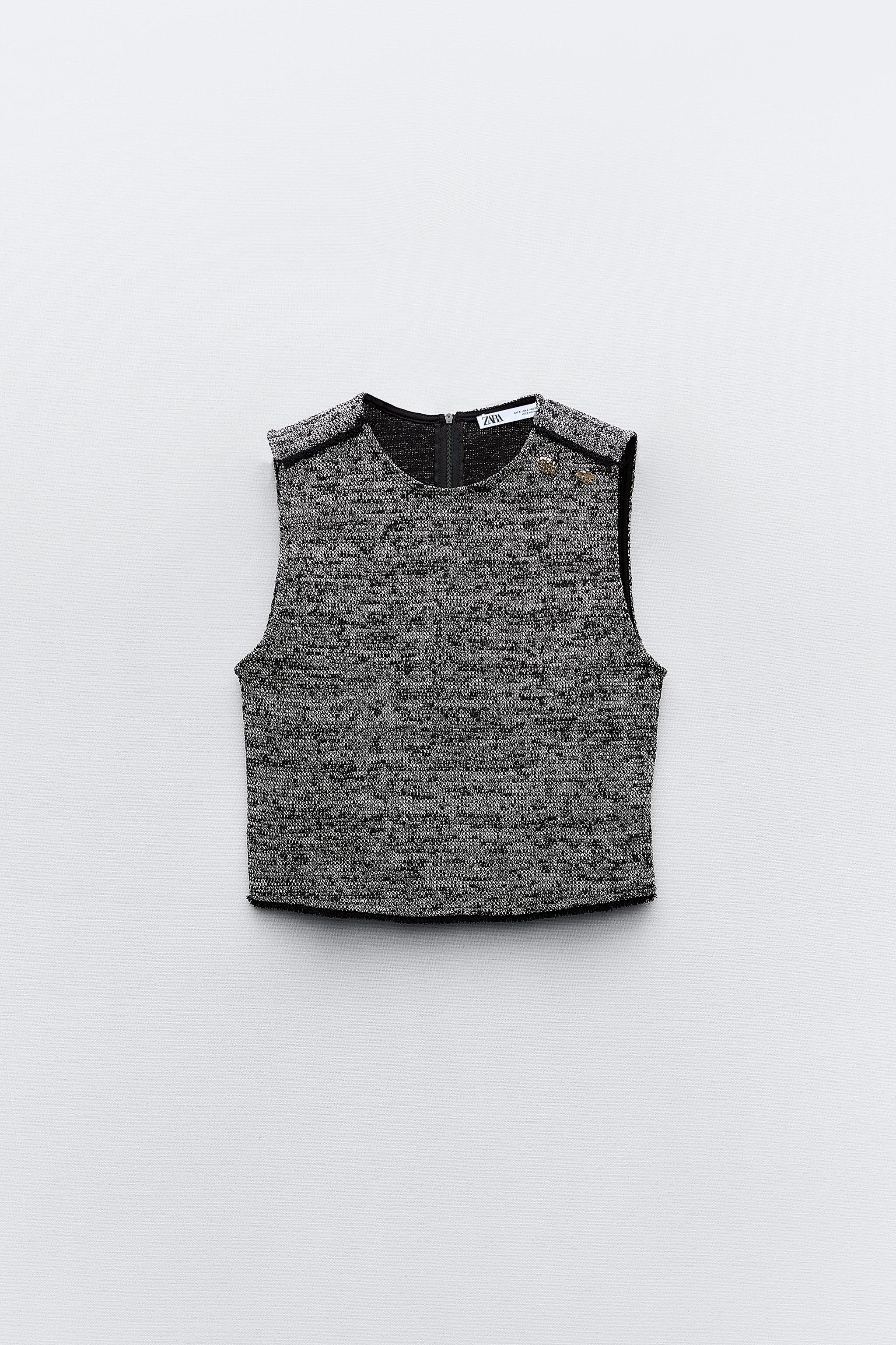 STRUCTURED JACQUARD TOP - Gray marl | ZARA Canada