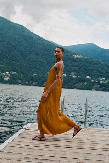 SATIN MIDI DRESS WITH DETAIL - Oranges by Zara - Image 2