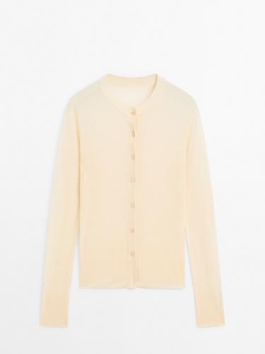 Zara Lightweight 100% wool cardigan - STUDIO - Lemon