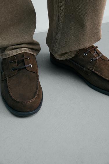 CASUAL LEATHER DECK SHOES - Brown by Zara - Image 2