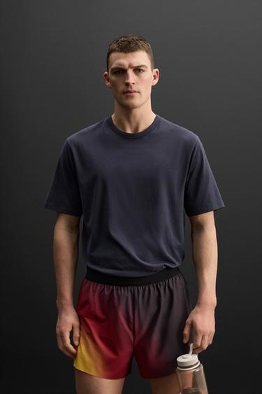 COTTON BLEND TRAINING T-SHIRT - Blue by Zara