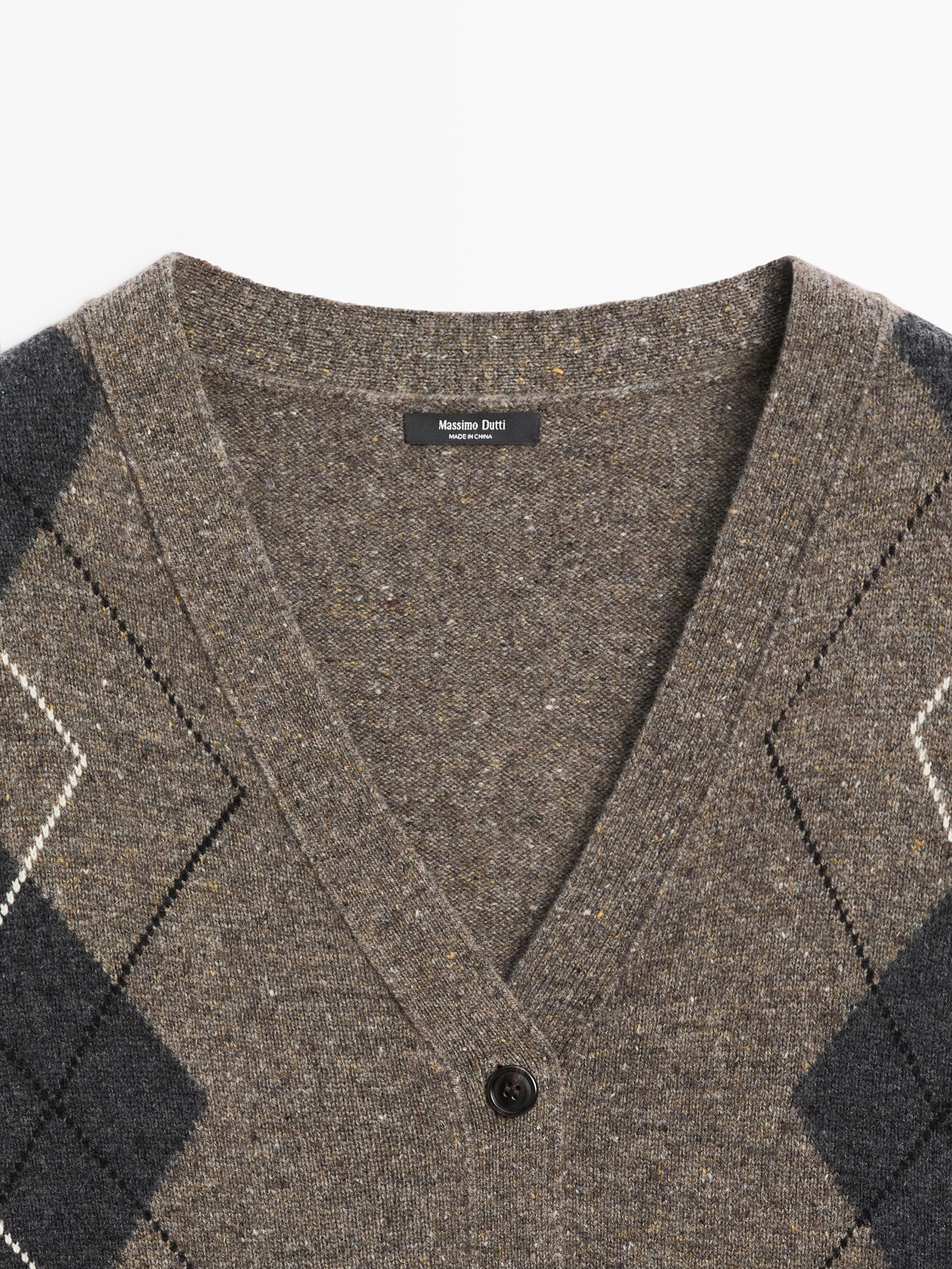 Cardigan à losanges en laine