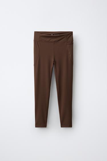 SPORTY PLAIN LEGGINGS — Brown 1